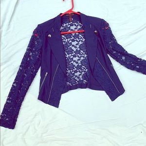 Navy Lace Blazer